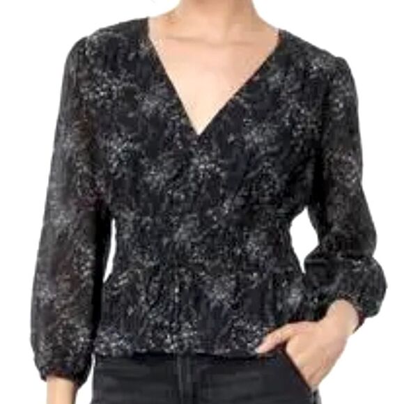 PAIGE Tops - PAIGE Osaka Black Multi Long Sleeve Floral Silk Blend Top Size XL 📦